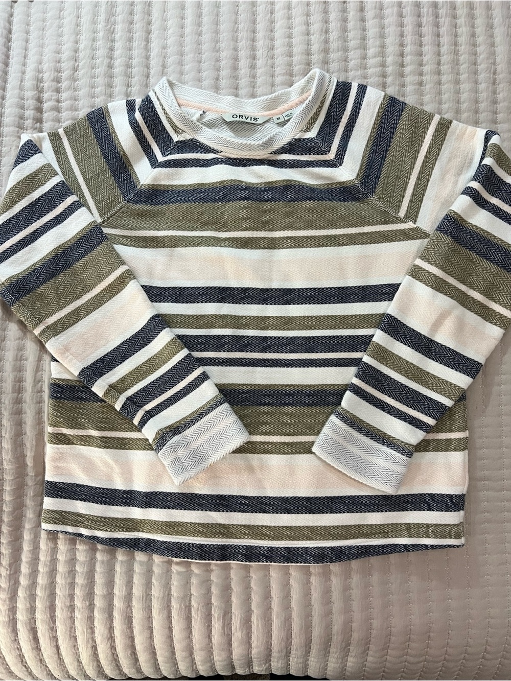 Orvis Women’s Striped Long-Sleeve Top in Olive, Navy & Cream